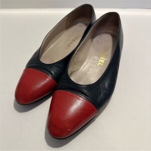 CHANEL Black and Red leather Flats size 38-38.5